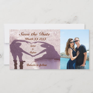 Save The Date Silhouette de couple nuptiale Coeur en Mariage de