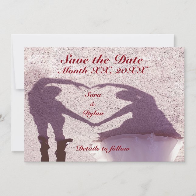 Save The Date Silhouette de couple nuptiale Coeur en Mariage de  (Devant)