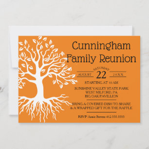 Save The Date Silhouette de l'arbre généalogique Orange Family R