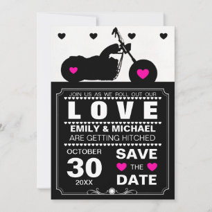 Save The Date Silhouette de moto noir et blanc Enregistrer la da