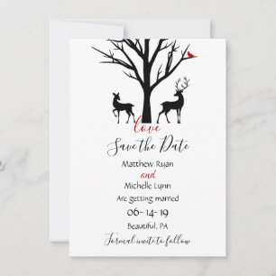 Save The Date Silhouette Deer Couple Mariage d'amour hivernal