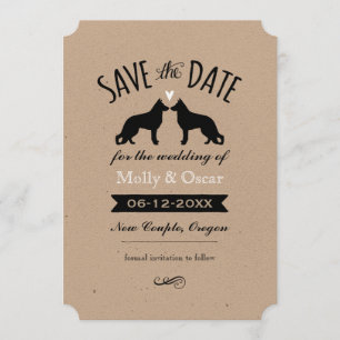 Save The Date Silhouettes de berger allemand épousant des