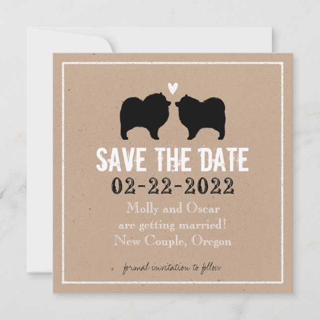 Save The Date Silhouettes de Keeshond Mariage Enregistrer la Dat (Devant)