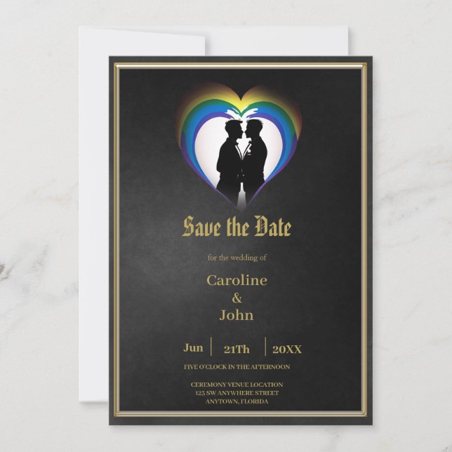 Save The Date Silhouettes homosexuelles élégantes. (Devant)