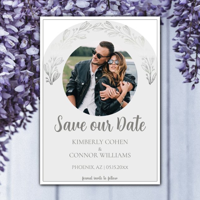 Save The Date Silver Garland Photo Enregistrer la date (Silver Garland Photo Save the Date)