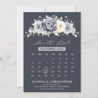 Silver Grey Ivory Floral hiver Rustique Calendrier