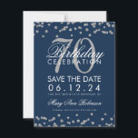 Save The Date Silver Navy Blue 70th Birthday Save Date Confetti<br><div class="desc">Elégant design "70th Birthday Party" avec Silver Faux Parties scintillant Confetti Marine Blue et nom personnalisé et détails texte. Facile à utiliser et facile à personnaliser. Commandez aujourd'hui !</div>