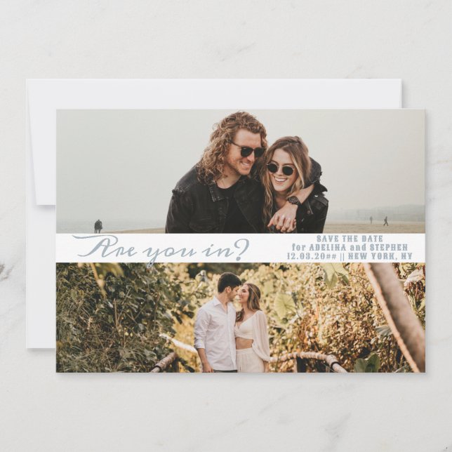 Save The Date Silver Simple Script Two Photo Gallery QR CODE (Devant)