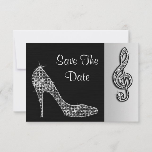 Save The Date Silver Stiletto & Treble Cleft 16ème Sauvegarder L (Devant)