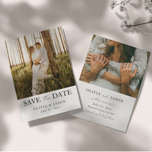 Save The Date Simple 2 Photo Mariage Épargnez la Date  (Créateur téléchargé)