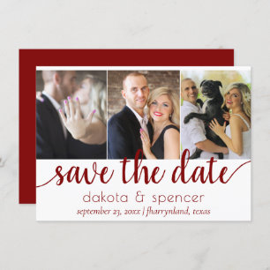 Save The Date Simple 3 Photo - Mariage rouge Crimson classique