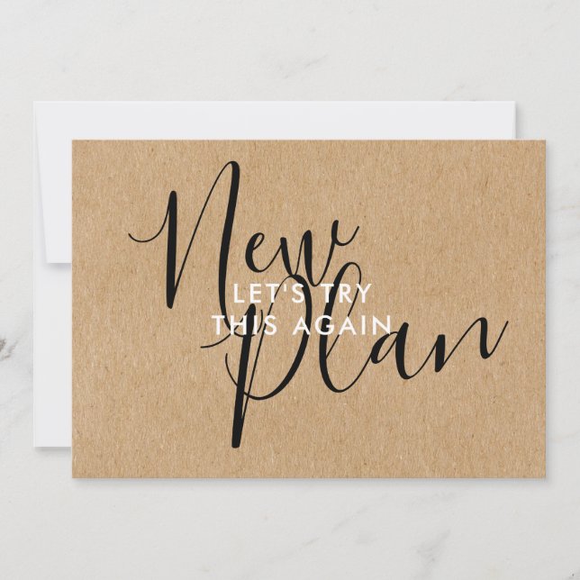 Save The Date Simple Annonce de Report de Date de Mariage Rustiq (Devant)