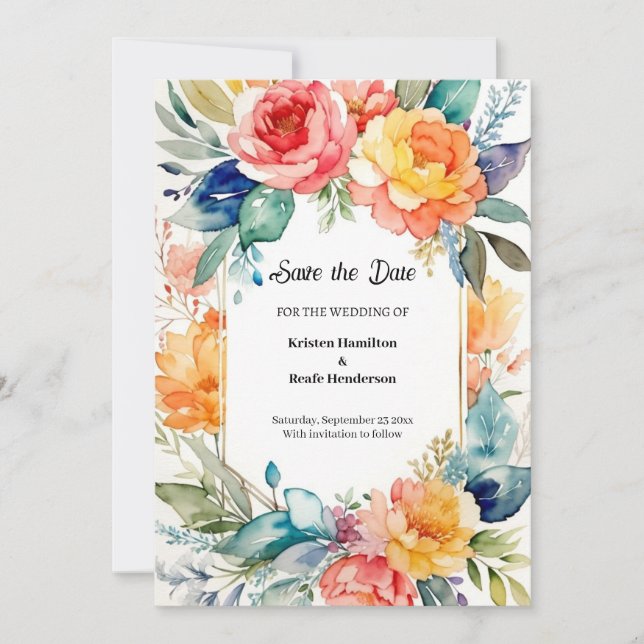 Save The Date Simple aquarelle Floral Wedding Enregistrer la dat (Devant)