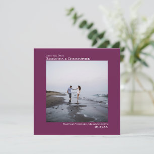Save The Date Simple Artsy Minimal Photo Cassis Mariage violet