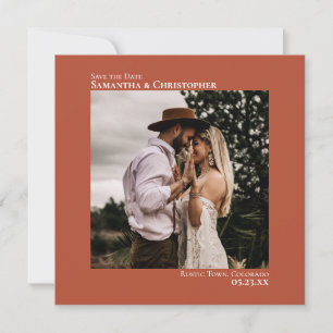 Save The Date Simple Artsy Minimal Photo Mariage en terre cuite