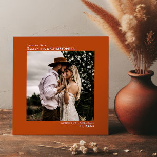 Save The Date Simple Artsy Minimal Photo Rust Orange Mariage