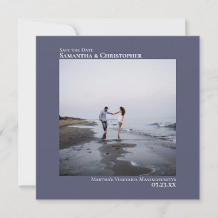 Save The Date Simple Artsy minimaliste Photo Mariage bleu en aci