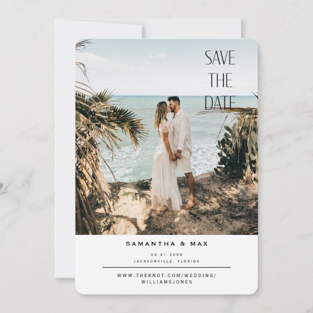 Save The Date Simple Beach Photo Blanc arrondi Enregistrer la da (Devant)