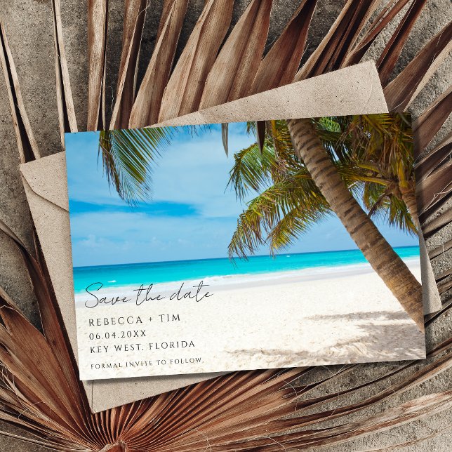 Save The Date Simple Beach Photo Destination Mariage (Simple Beach Photo Destination Wedding Save The Date)