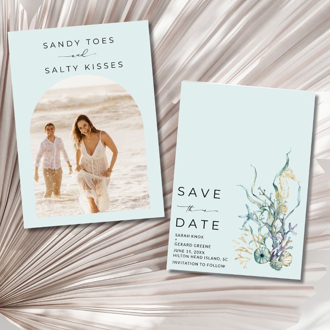 Save The Date Simple Beach Wedding Photo Enregistrer la date (Simple Beach Wedding Photo Save the Date)