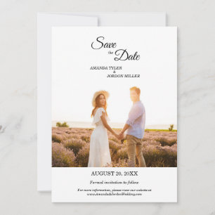Save The Date Simple Black Calligraphy Frame Photo Enregistrer L