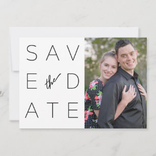 Save The Date Simple Black & White 2 Photo Enregistrer la date