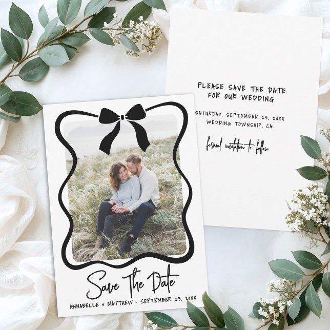 Save The Date Simple Black White Photo Wedding (Simple Black White Photo Wedding Save the Date)