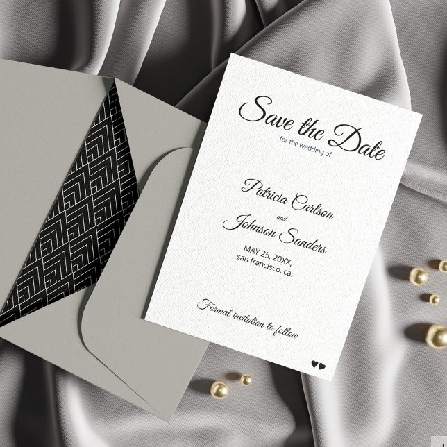 Save The Date Simple blanc élégant mariage traditionnel (Créateur téléchargé)
