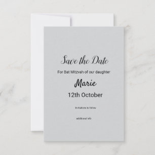 Save The Date simple blanc noir classique edi bat mitzvah