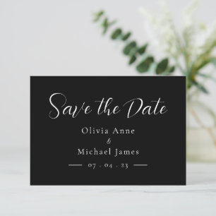 Save The Date Simple Blanc & Noir Script Enregistrer la Date