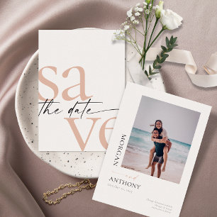Save The Date Simple Blush Black Photo Enregistrer La Date