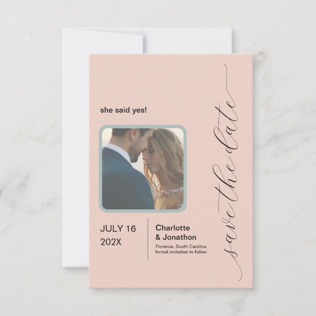 Save The Date Simple Blush | Sage Modern Enregistrer la date (Devant)