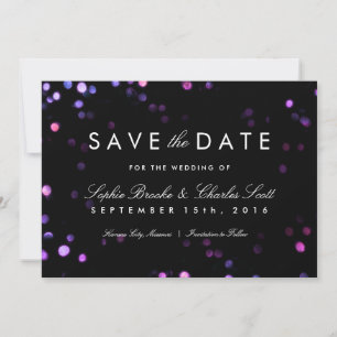 Save The Date Simple Bokeh Glam noir & rose Enregistrer la date