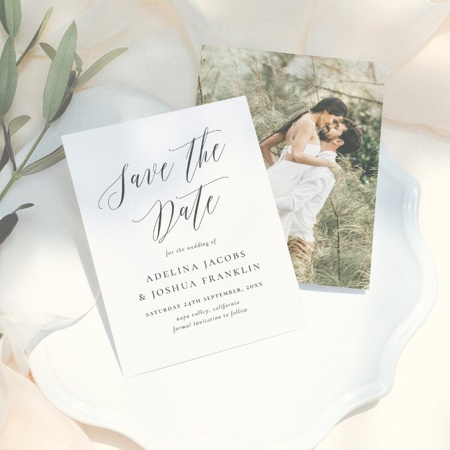 Save The Date Simple Calligraphie de lettre de mariage Photo de  (Créateur téléchargé)