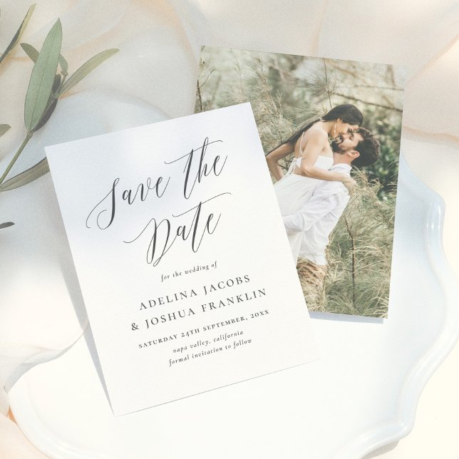 Save The Date Simple Calligraphie de lettre de mariage Photo de  (Créateur téléchargé)