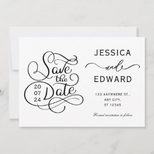 Save The Date Simple Calligraphie Script Moderne Minimal Chic