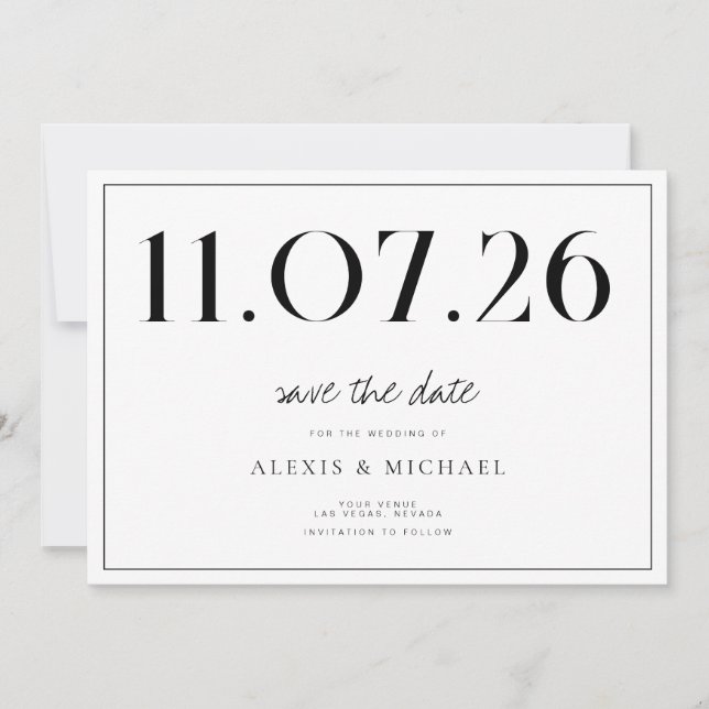 Save The Date Simple Chic Mariage Non Photo Enregistrer La Date (Devant)