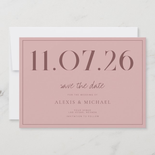 Save The Date Simple Chic Mariage Non Photo Enregistrer La Date (Devant)