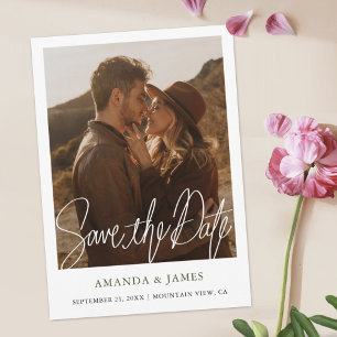 Save The Date Simple Chic Modern Photo Fiançailles Enregistrer l