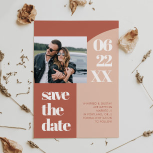 Save The Date Simple chic pêche en terre cuite photo arc