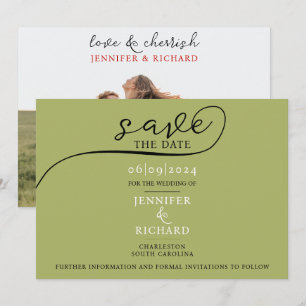 Save The Date Simple Chic Sage Green Rustic Mariage Photo