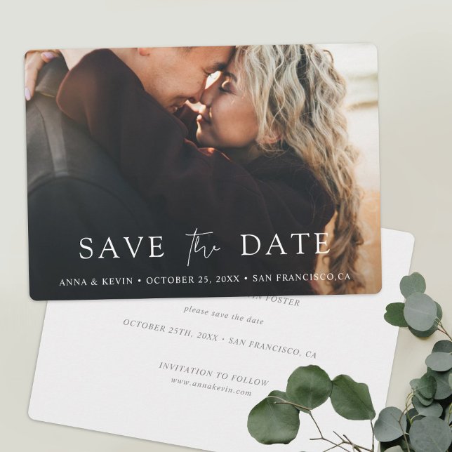 Save The Date Simple Chic Script Moderne Photo Mariage (Créateur téléchargé)