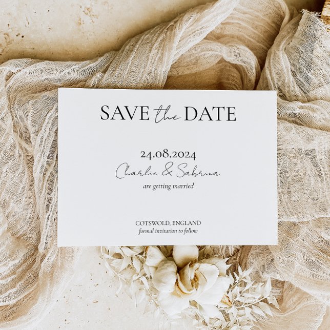 Save The Date Simple classique noir et blanc Enregistrer la date (Créateur téléchargé)