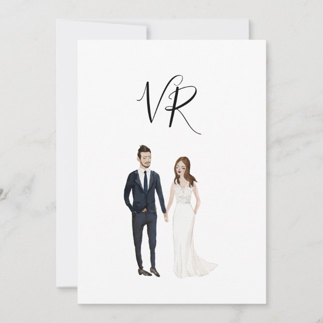 Save The Date Simple Costume de Marin pour Couple Illustré (Devant)