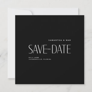 Save The Date Simple Couple B/W Carré moderne Enregistrer la dat