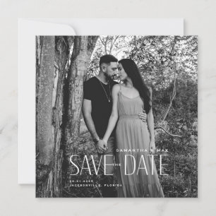 Save The Date Simple Couple B/W Photo Moderne Carré Date de sauv