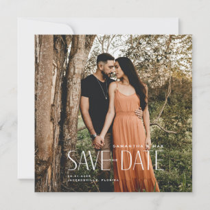 Save The Date Simple Couple Photo Carré Moderne Enregistrer La D