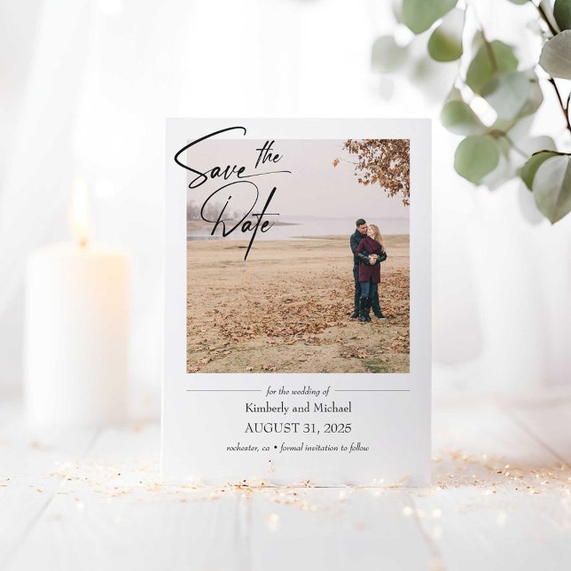 Save The Date Simple Cute Elegant Enregistrer la photo Date (Save the Date Card)