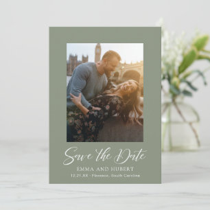 Save The Date Simple Deep Sage Green Moderne Mariage élégant