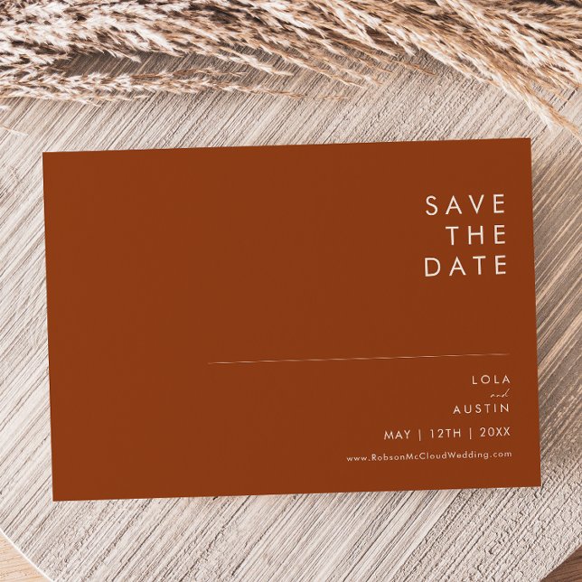 Save The Date Simple Desert Terracotta Horizontal Enregistrer La (Créateur téléchargé)